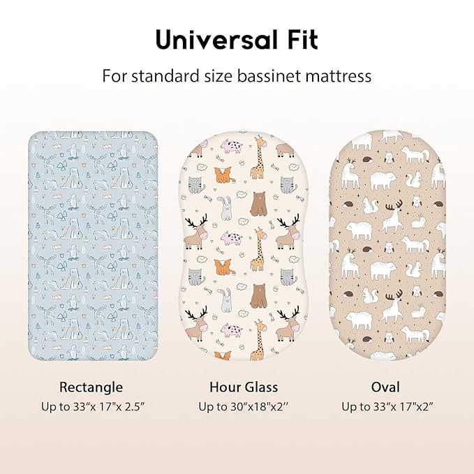 Baby Bassinet Sheets Girl Boy, Fitted Bassinet Sheet Set 3 Pack Bassinet - Image 4