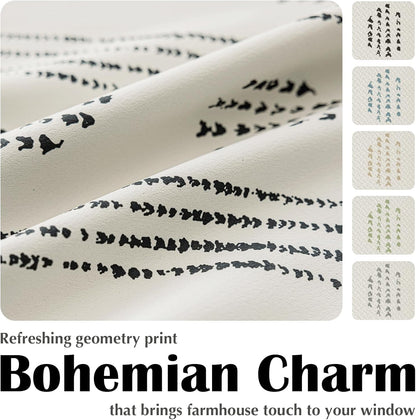 100% blackout black boho curtains, 63 inches, 2, side view