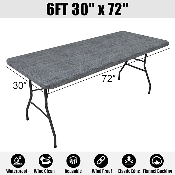 Smiry Rectangle Picnic Tablecloth, Wipeable Flannel Backed Vinyl Tablecloths - Image 7