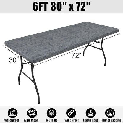 Smiry Rectangle Picnic Tablecloth, Wipeable Flannel Backed Vinyl Tablecloths - Image 7