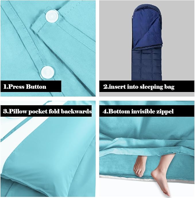 Sleeping Bag Liner, Travel Sheet & Adult Sleep Sack, Camping Sheets Travel - Image 3