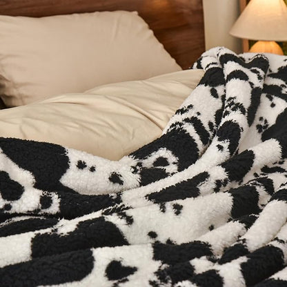 PHF Cute Cow Print Sherpa Blanket Twin Size - Image 7