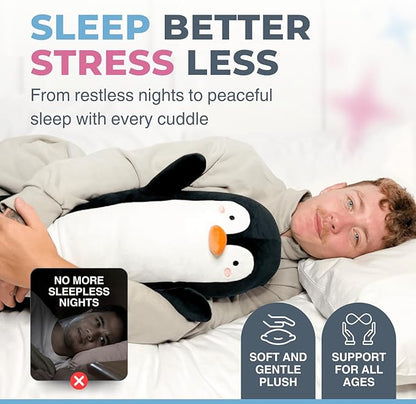 Penguin Plush Body Pillow for Kids | Long Stuffed Animal Cuddle Pillow | Soft - Image 2