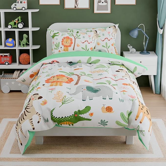 Jungle Animal Kids Bedding Set for Boys Girls, Ultra Soft Microfiber Comforter - Image 4