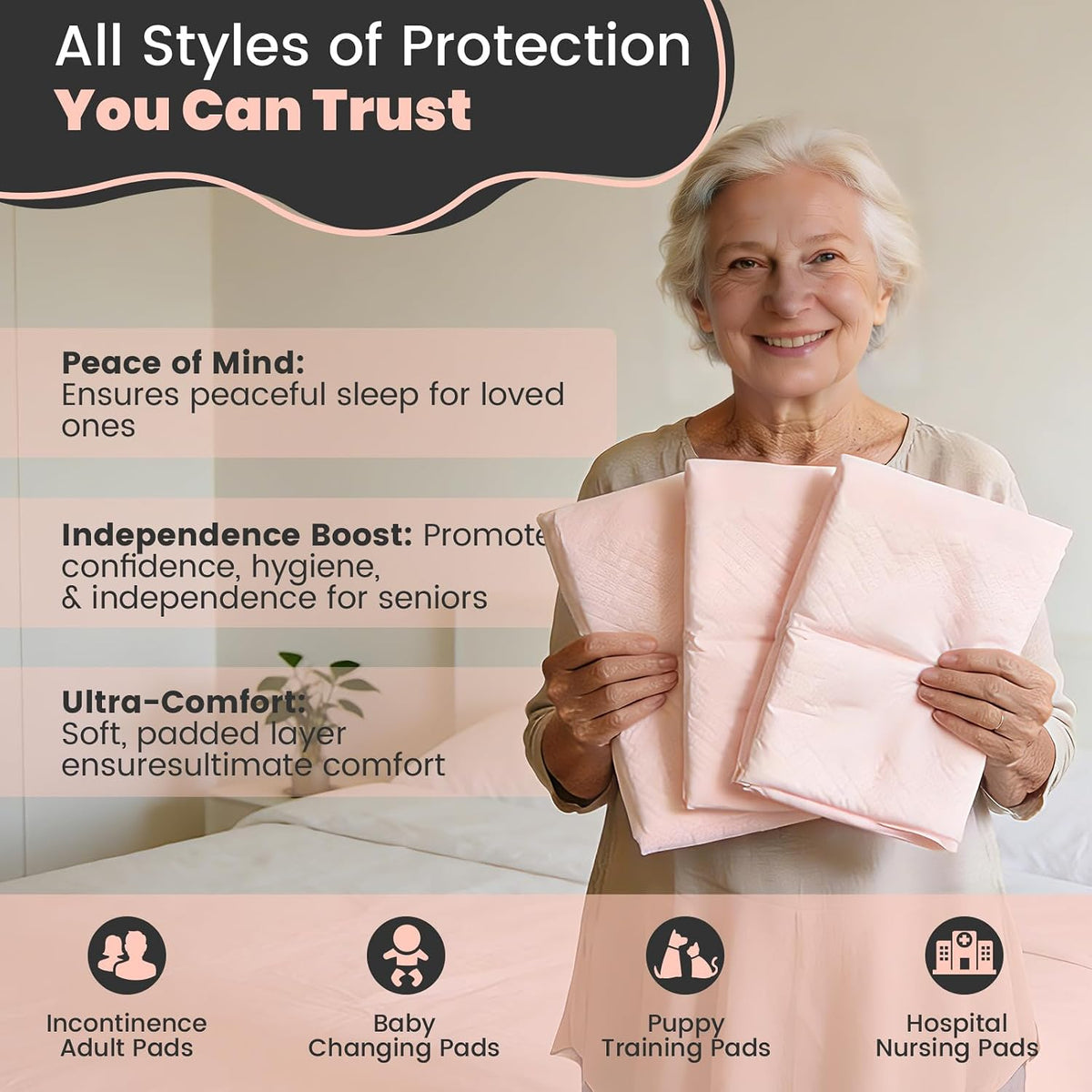 mkiss bed pads with adhesive strip 30"x36", thick on a desk or shelf