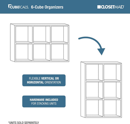closetmaid cubeicals 6 cube storage shelf organizer bookshelf showing dimensions