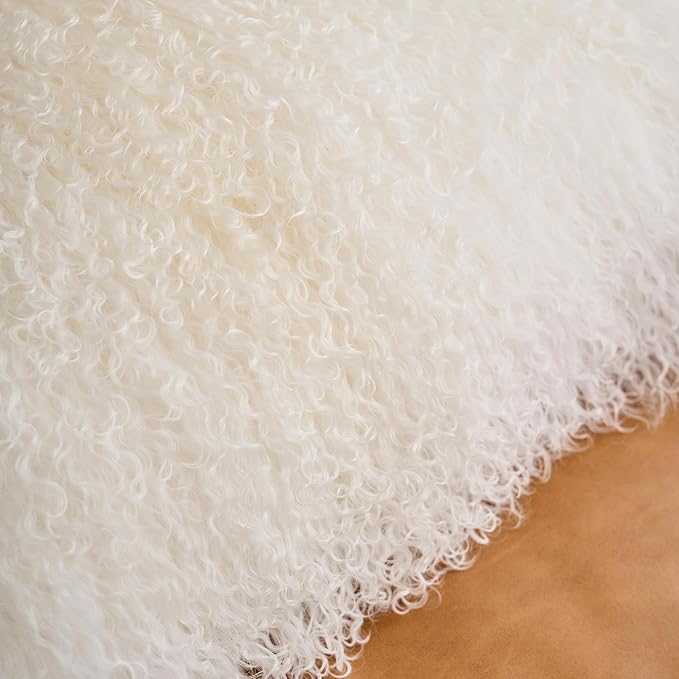 Genuine Mongolian Lamb Fur Pillow Cover – 12"x20" Rectangular Cushion Case – - Image 5