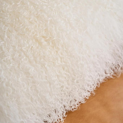 Genuine Mongolian Lamb Fur Pillow Cover – 12"x20" Rectangular Cushion Case – - Image 5