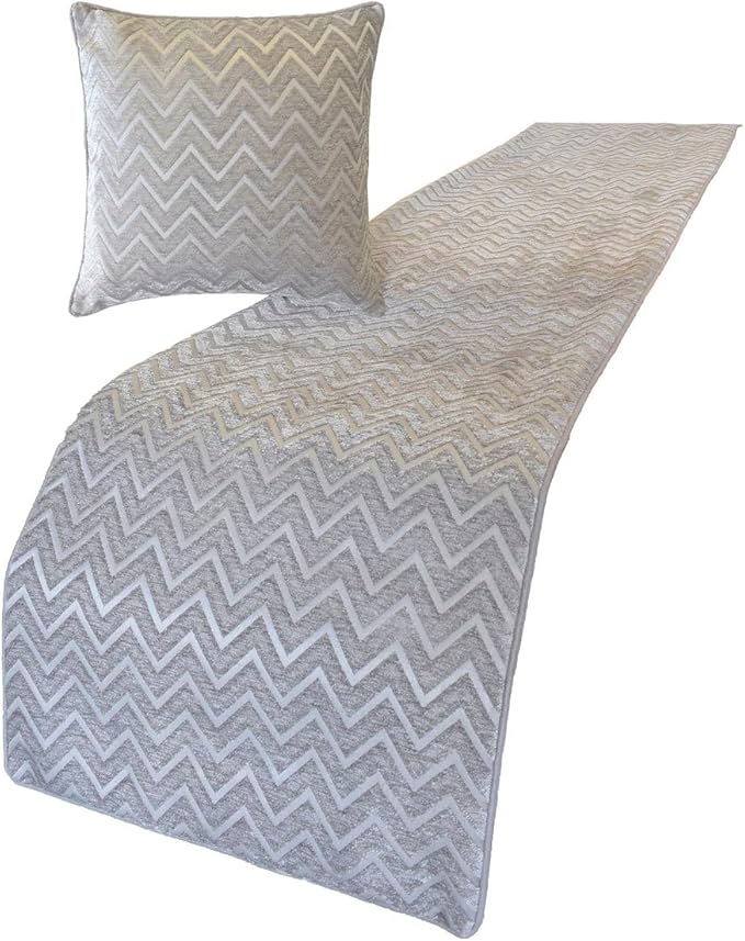 The HomeCentric King/Queen/Twin Silver Decorative King 90"x18" Bed Runner - Image 2