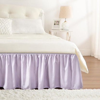 RIMELA Lavender Purple Bed Skirt Queen Size 15 Inch Drop, Wrap Around Elastic by RIMELABedSkirt