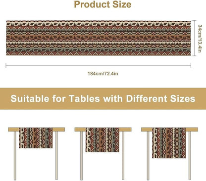 Rustic Bear Table Runner, Cabin Wild Animal Deer Moose Pine Tree Aztec Native - Image 7