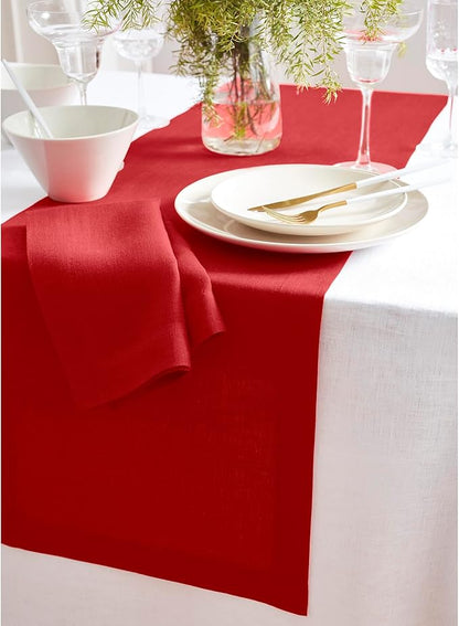 Solino Home 100% Pure Linen Red Table Runner 72 Inches - Image 9