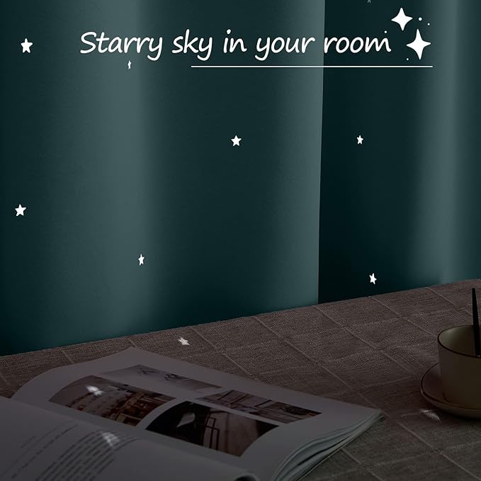 NICETOWN Greyish Blue Star Blackout Curtains - Image 6