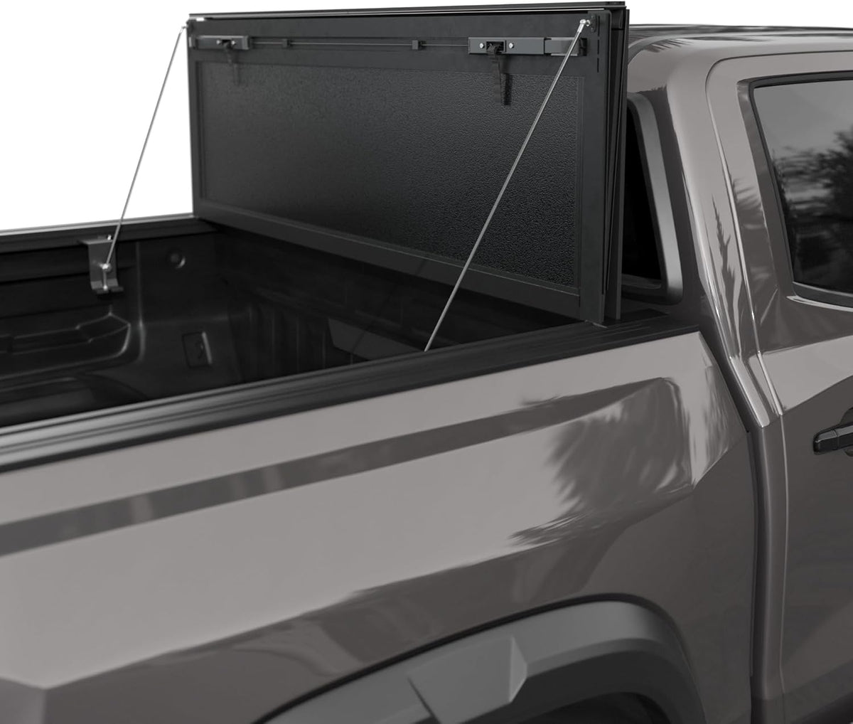tutel low profile hard shell flip-up truck bed, side view