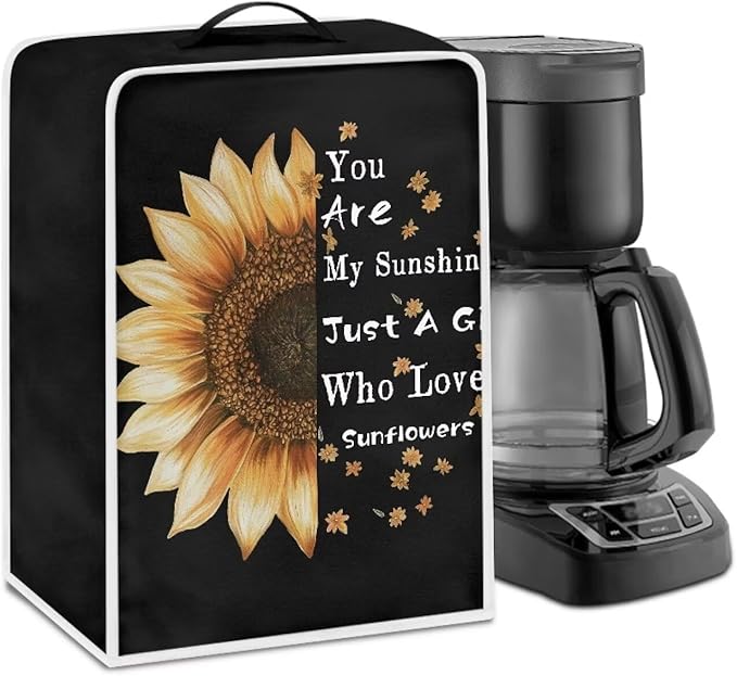 Mumeson Sunflower Black Coffee Maker Cover, Waterproof Dust Cover by Mumeson