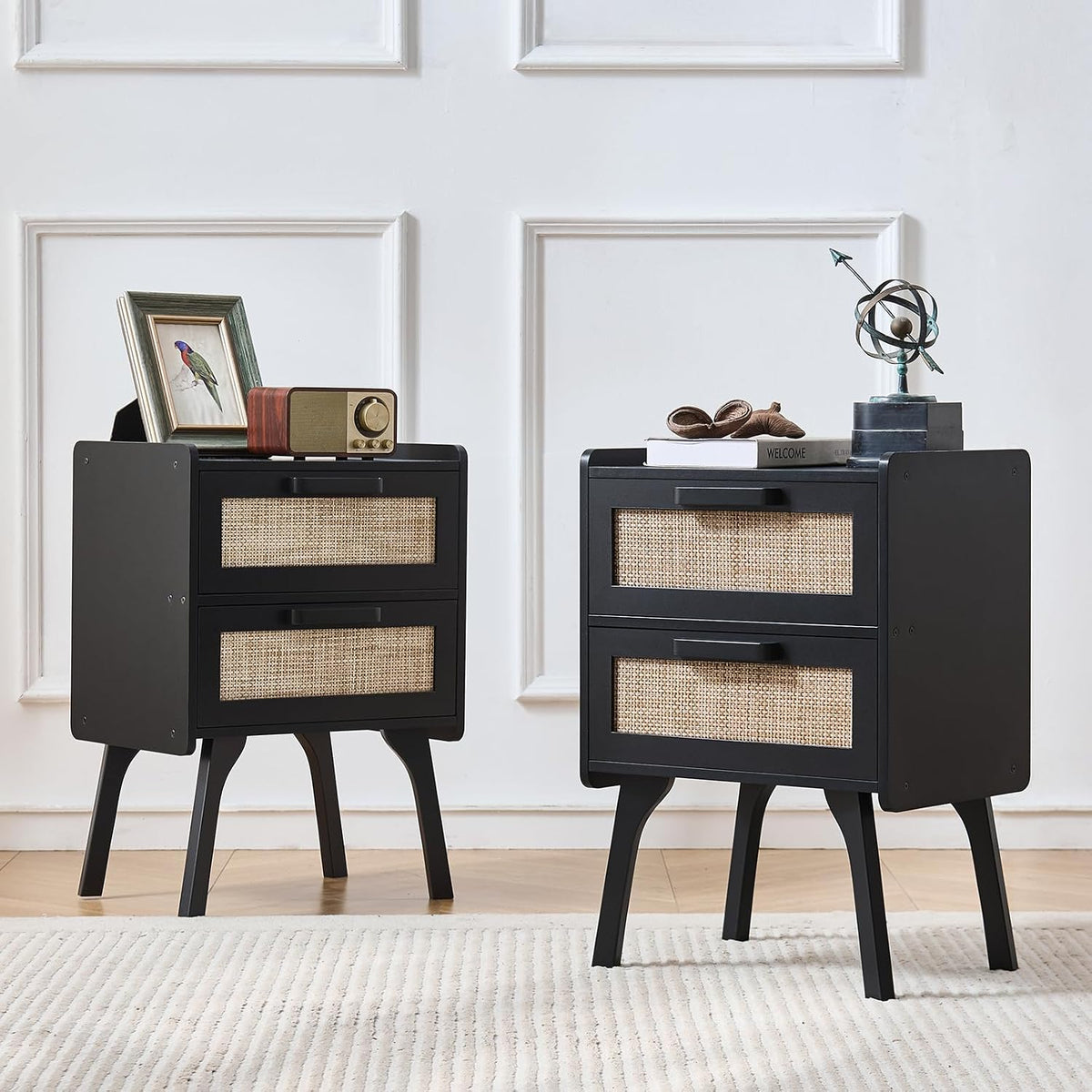 lerliuo rattan nightstands set of 2 for bedroom, main product view