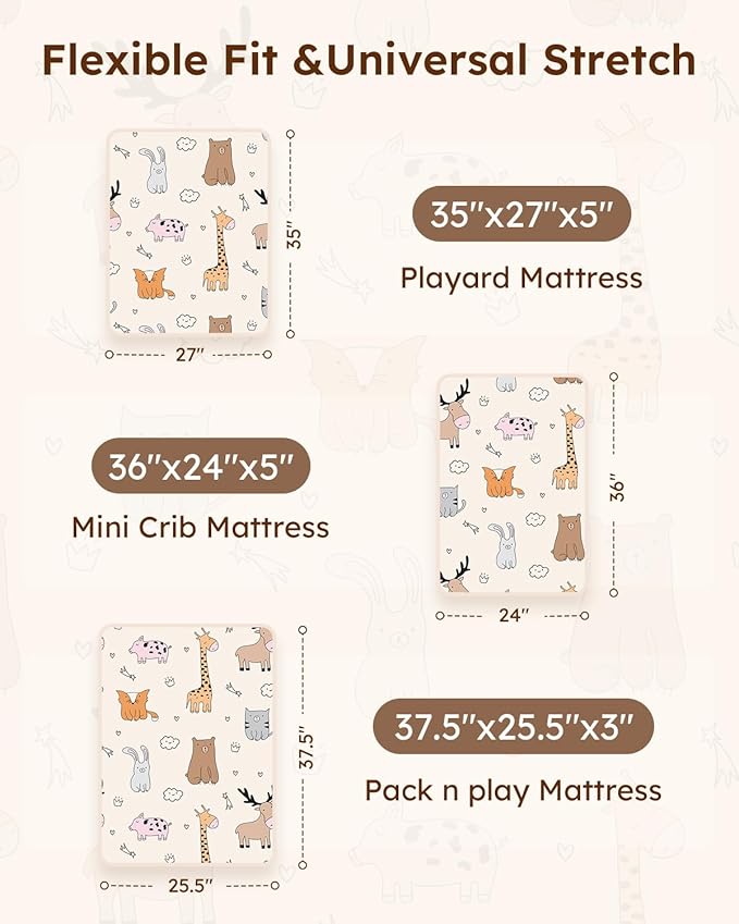 Pack and Play Sheets Fitted 3 Pack, Mini Crib Sheets - Image 3