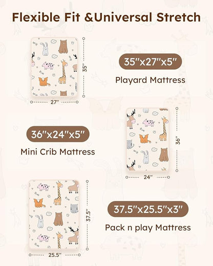Pack and Play Sheets Fitted 3 Pack, Mini Crib Sheets - Image 3