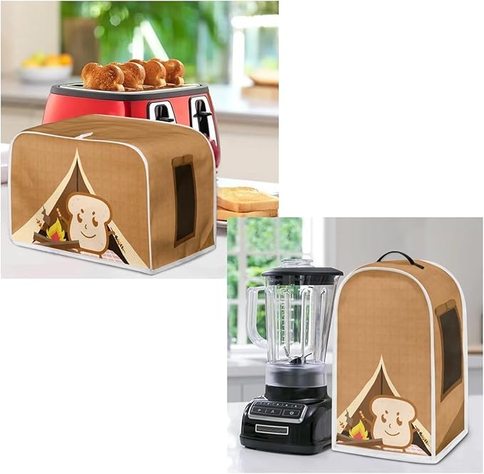 Funny Cartoon Toast Print Appliance Covers Set Washable Kitchen Blender Dust - Image 4