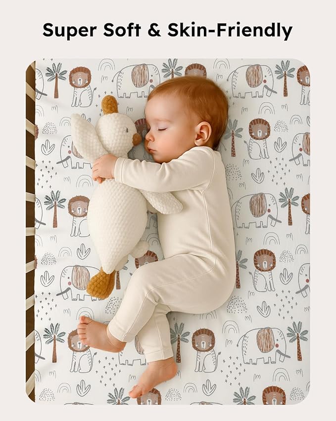 Pack and Play Sheets Fitted, Mini Crib Sheets 2-Pack - Image 3