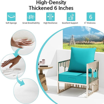 Outdoor Olefin Water-Resistant Deep Seat Cushion Set, Thickened Sofa Chair Pad - Image 5