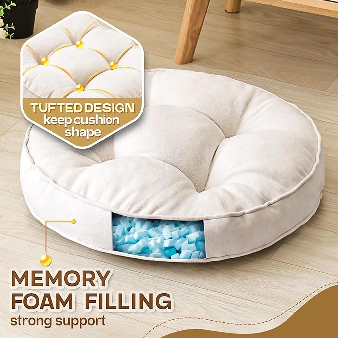 Floor Pillow Set of 2, Memory Foam Floor Cushions - Image 2