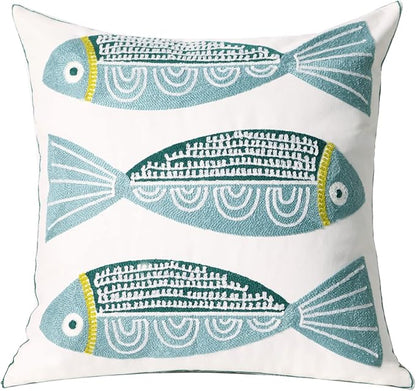 1 PCS Embroidered Throw Pillow Cover Cotton Decorative Square Cushion Cases by UnionKK