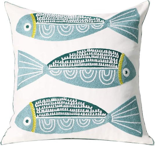 1 PCS Embroidered Throw Pillow Cover Cotton Decorative Square Cushion Cases by UnionKK