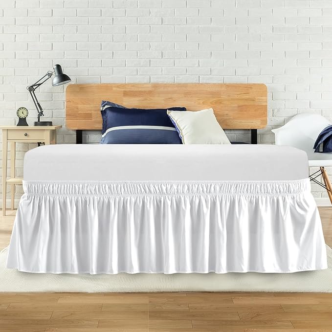 Queen Bed Skirt, Elastic Wrap Around Bed Skirt Queen Size, Bed Skirts by ANARACHON