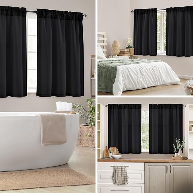 HOMEIDEAS Halloween Non-See-Through Black Privacy Sheer Kitchen Curtains 36 - Image 2
