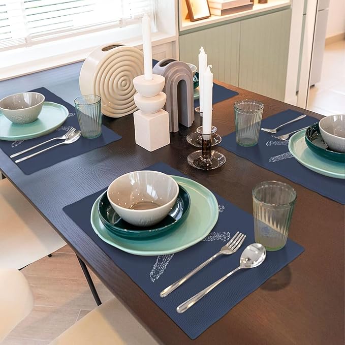 Summer Coastal Placemats Set of 4, Beach Theme Ocean Navy Blue Starfish - Image 5