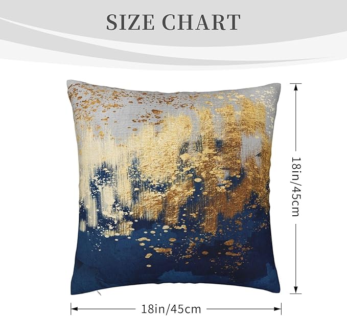 Navy Blue and Gold Pillow Covers 18 x 18 inch Set of 2 Decorative Cushion - Image 8