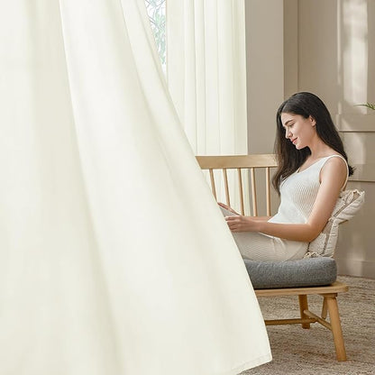HOMEIDEAS Non-See-Through Ivory Privacy Semi Sheer Curtains 72 Inches Long 2 - Image 7