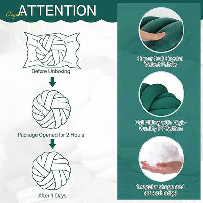 Fumete 2 Pcs 14 Inches Knot Pillow Round Throw Soft Plush Knot Ball Pillow - Image 2