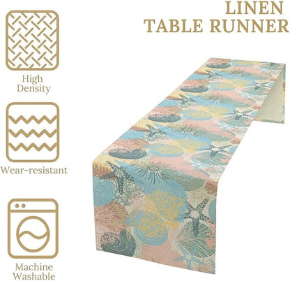 Nautical Starfish Colorful Coral Pink Blue Yellow Table Runner - Image 4