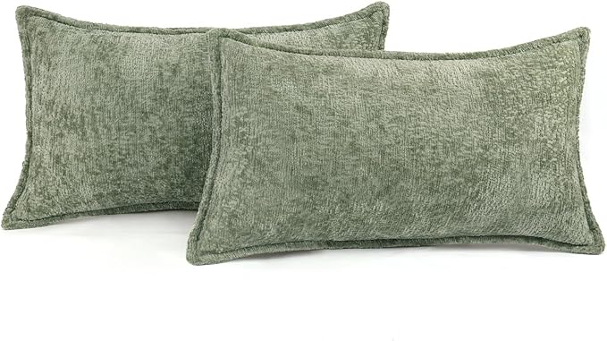 Pack of 2 Sage Green Christmas Decorative Throw Pillow Covers 12x20 Cozy Soft - Image 5