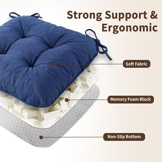 Chair Cushions for Dining Chairs, Tufted Foam Kitchen Chair, Non-Slip Seat - Image 4