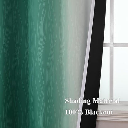 Estelar Textiler Green and Greyish White Blackout Curtains - Image 5