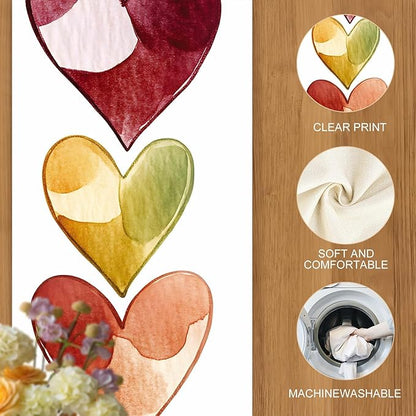 Watercolor Heart Table Runner – 13x72 Inch Modern Table Decor - Image 5