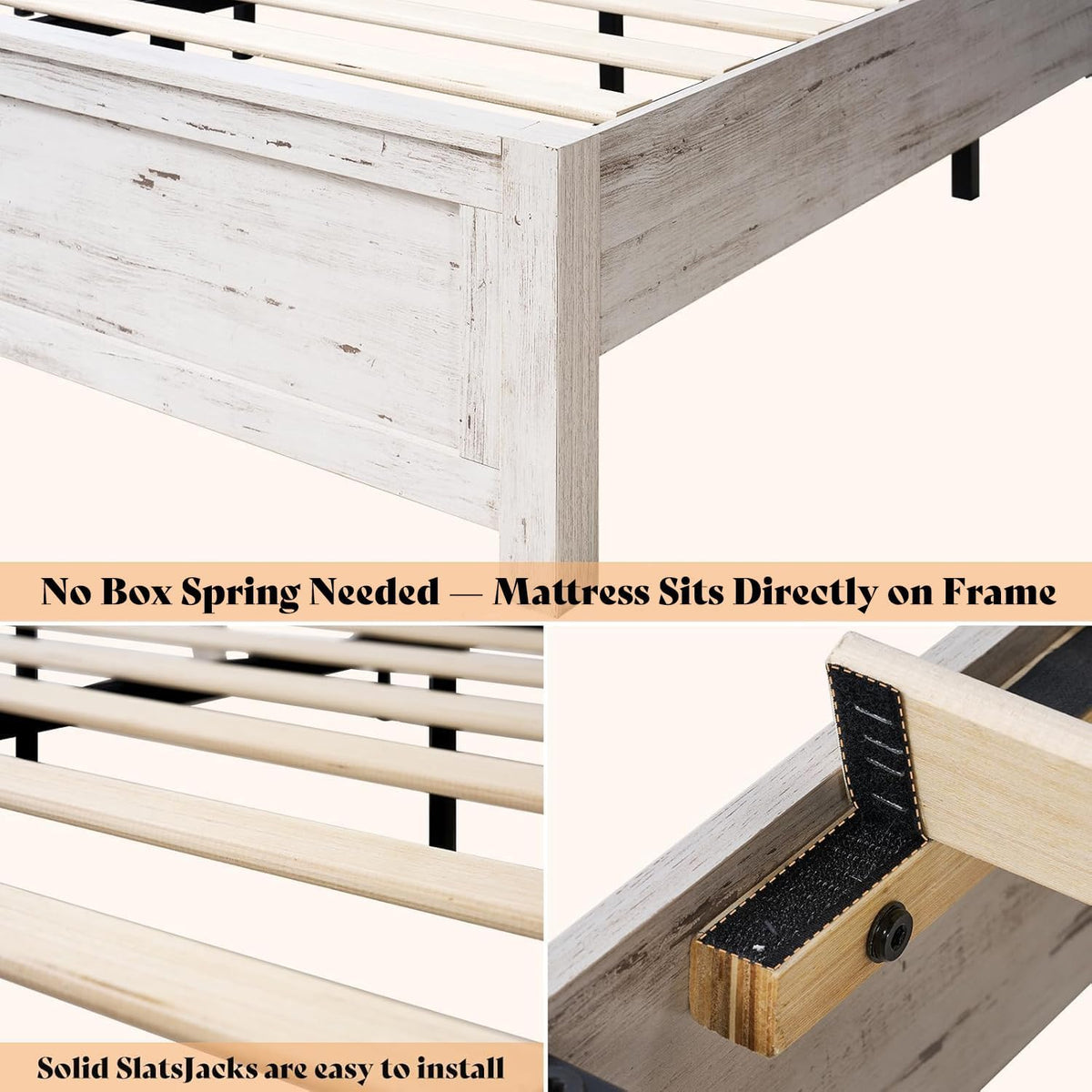 amerlife farmhouse king size bed frame with 49.2"barn on a desk or shelf
