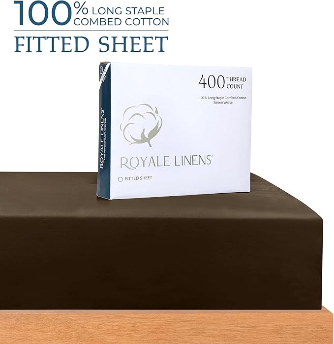 Royale Linens 400 Thread Count 100% American Grown Cotton Fitted Sheet Full Size - Image 2