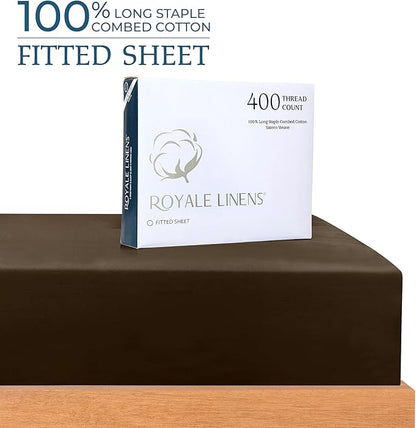 Royale Linens 400 Thread Count 100% American Grown Cotton Fitted Sheet Full Size - Image 2