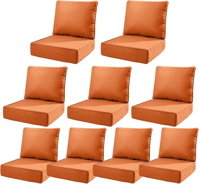 6" Thick Outdoor Cushions 22x24x6, 9-Set Deep Seat Patio Cushions by Pugire