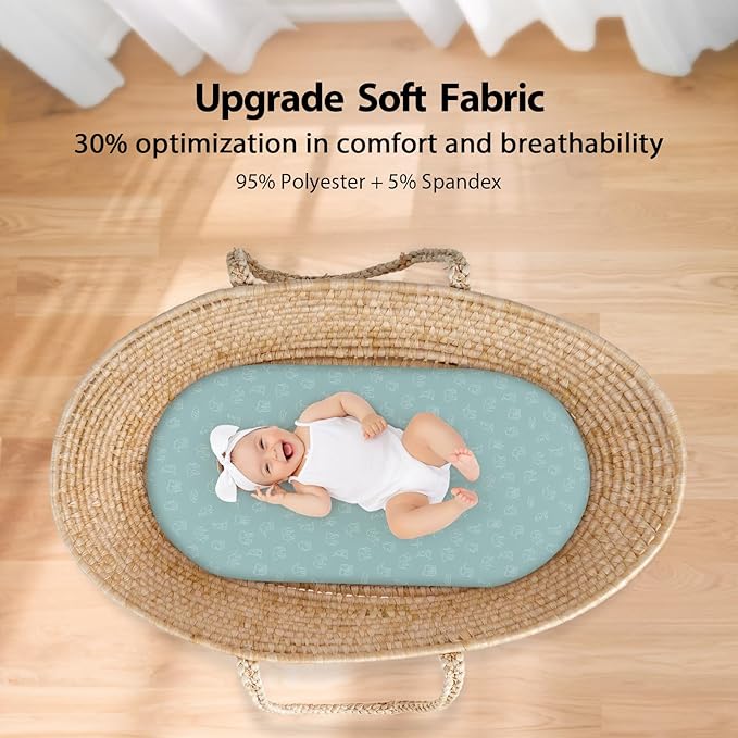 Baby Bassinet Sheets Girl Boy, Fitted Bassinet Sheet Set 3 Pack Bassinet - Image 4