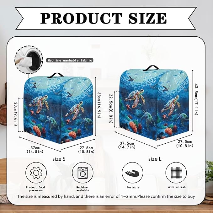 Sea Turtle Mixer Cover 4.5-5 Qt Stand Mixer Kitchen Aid Covers Counter Food - Image 6