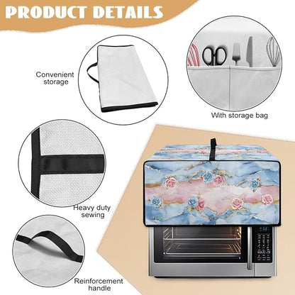 Rose Marble Texture Print Microwave Oven Grill Cover Protector Polyester-Linen - Image 6