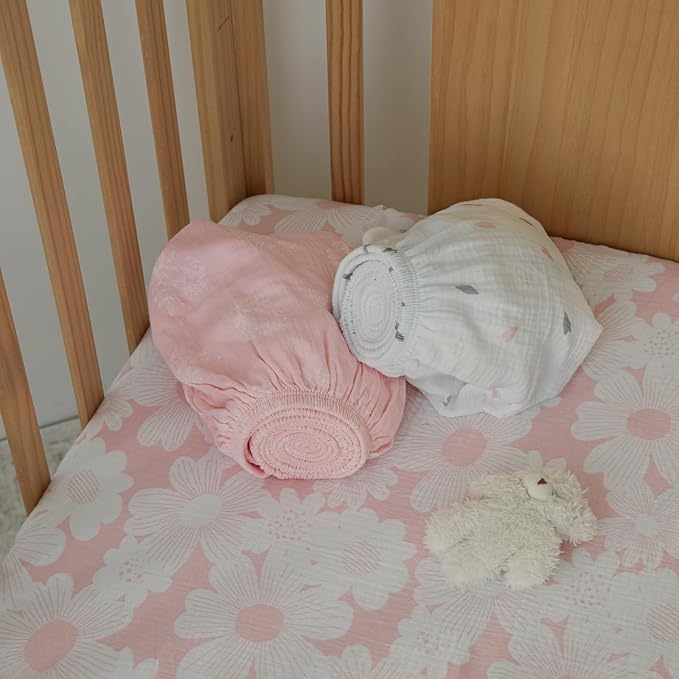 Gllquen Baby Muslin Mini Crib Sheets 3 Pack, Breathable Pack and Play Sheets - Image 3