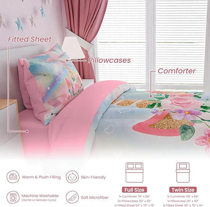 SANDJEST Unicorns Bedding Set for Girls Kids Teen Tween, Ultra Soft Microfiber - Image 6