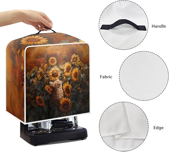 Cute Flowers Cat Coffee Maker Cover - Image 5