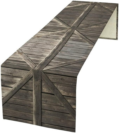 Rustic Barn Door Table Runner Farmhouse Grey Wooden Door Garage Door Rural Farm by ZhiRain